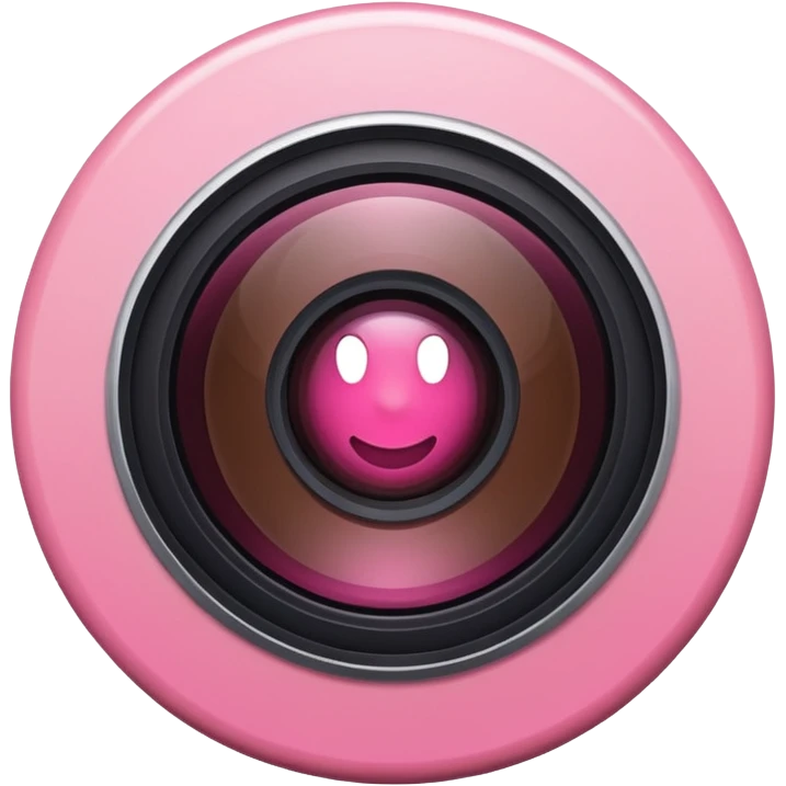 A round camera lens, apple emoji style, minimalist, with highlights, no faces, pink, variant 5 emoji