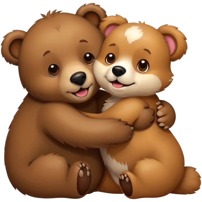 Bear hugging dog emoji