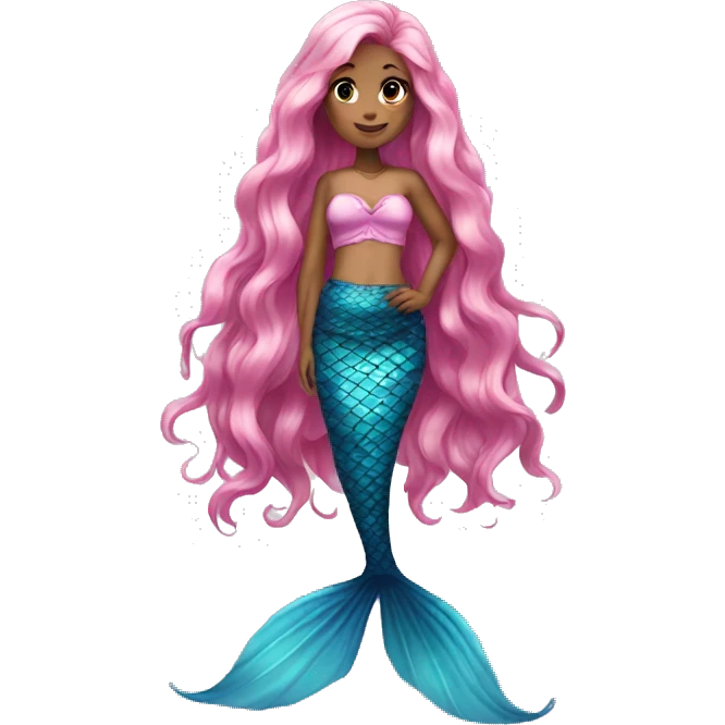 Long pink hair mermaid blue top emoji
