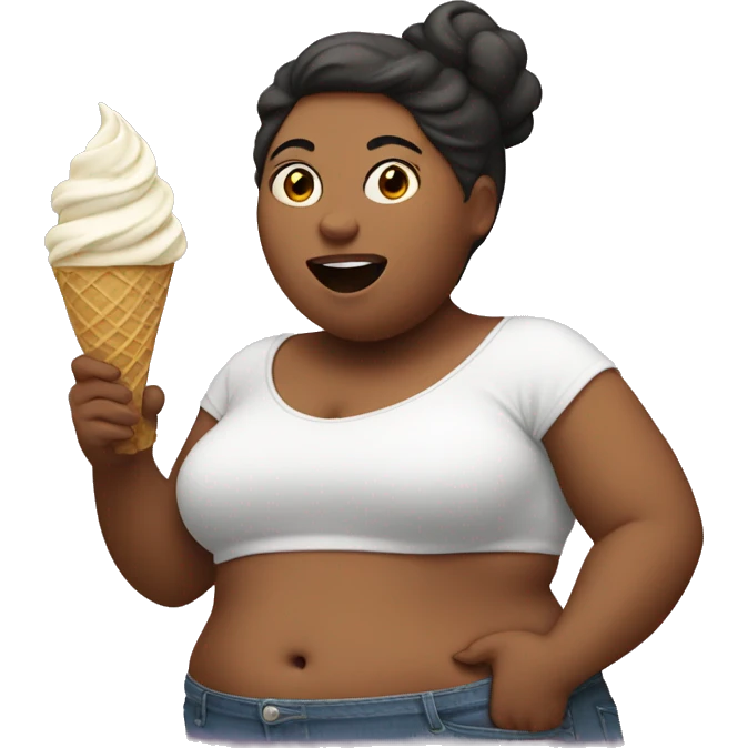 Fat woman, eating ice cream emoji