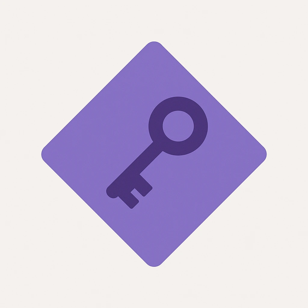 flat diamond, color #9665db, with 🗝️key  symbol on the diamond. emoji