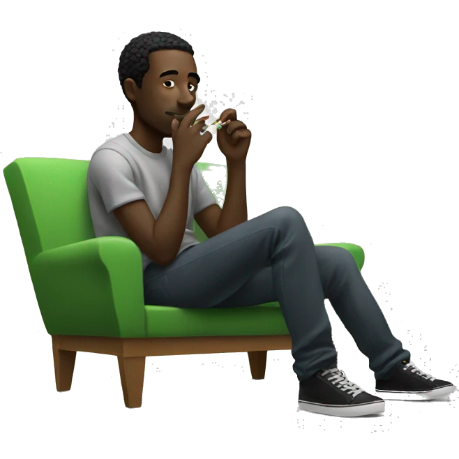 Black man chilling smoking weed emoji