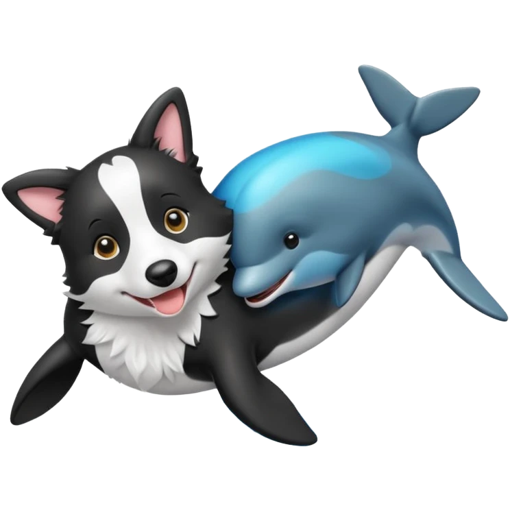 a combination of a dolphin and a boarder collie in one emoji emoji