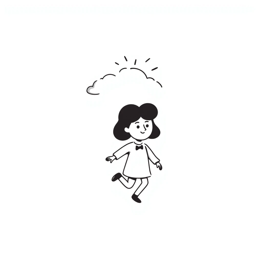 a wonderful girl with brown hair, hand drawn doodle style emoji