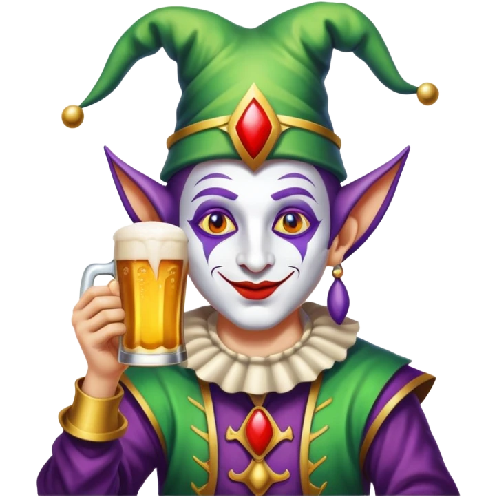 Magical Jester drinking beer with third eye emoji