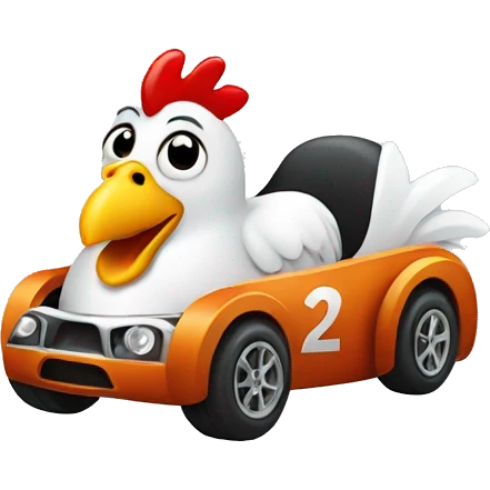 Chicken in a racecar emoji