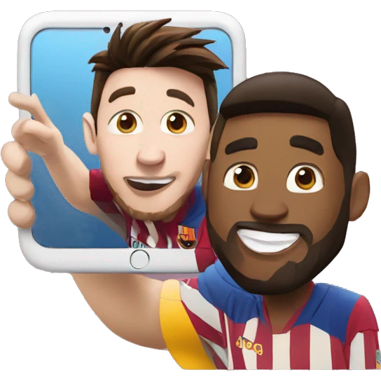 Messi taking a selfie with an iPhone emoji