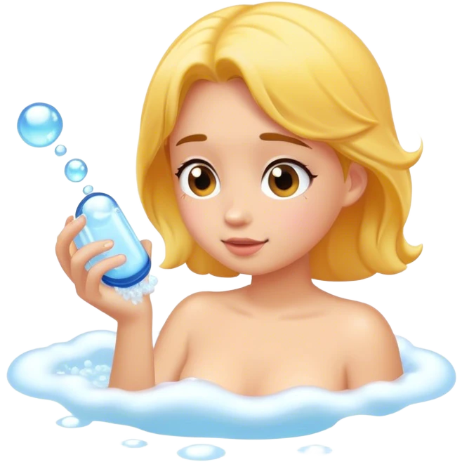 A girl takes a bubble bath emoji