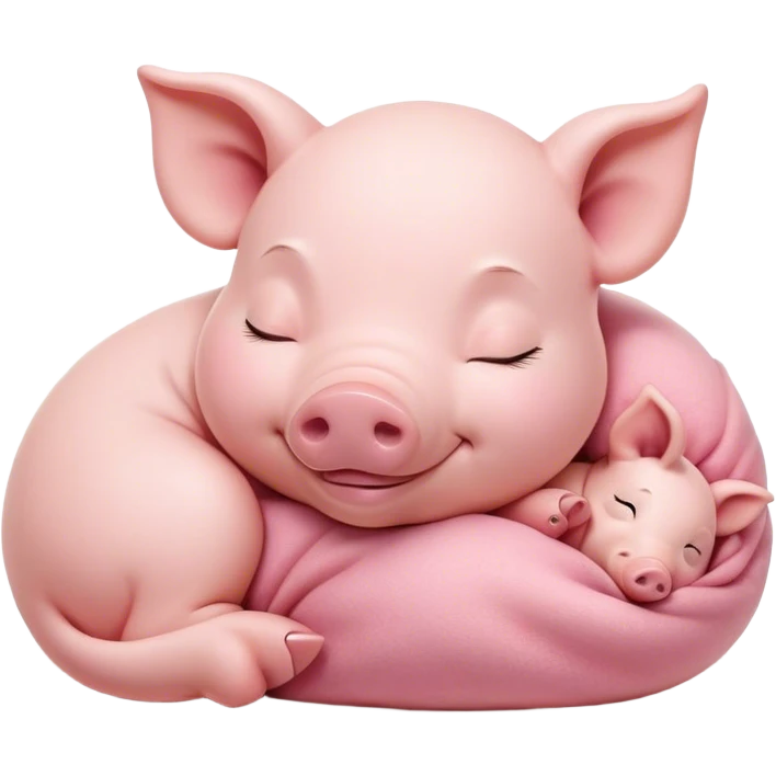 Meme-Worthy Cute Sleeping Piglet Portrait Emoji, Head resting peacefully with a contented smile, showcasing a delightfully tiny build and a luxuriously soft rosy-pink hide, eyes shut in a serene, restful nap, Simplified yet hilariously adorable features, highly detailed, glowing with a soft, drowsy light, high shine, relaxed and utterly lovable, stylized with an air of playful laziness, bright and heartwarming, soft glowing outline, capturing the essence of a comically sleepy piglet, so meme-worthy it feels like it could instantly become the next viral sensation of adorable slumber! emoji