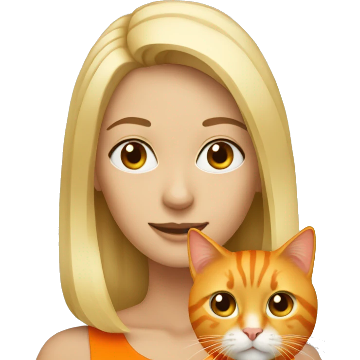 A blonde woman with an orange cat emoji
