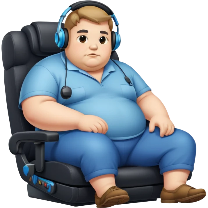 extremely fairy, obese, guy sitting on a gaming chair wearing a headset emoji