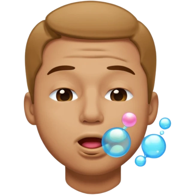 A male squinting his eyes closed but the mouth is blowing out emoji