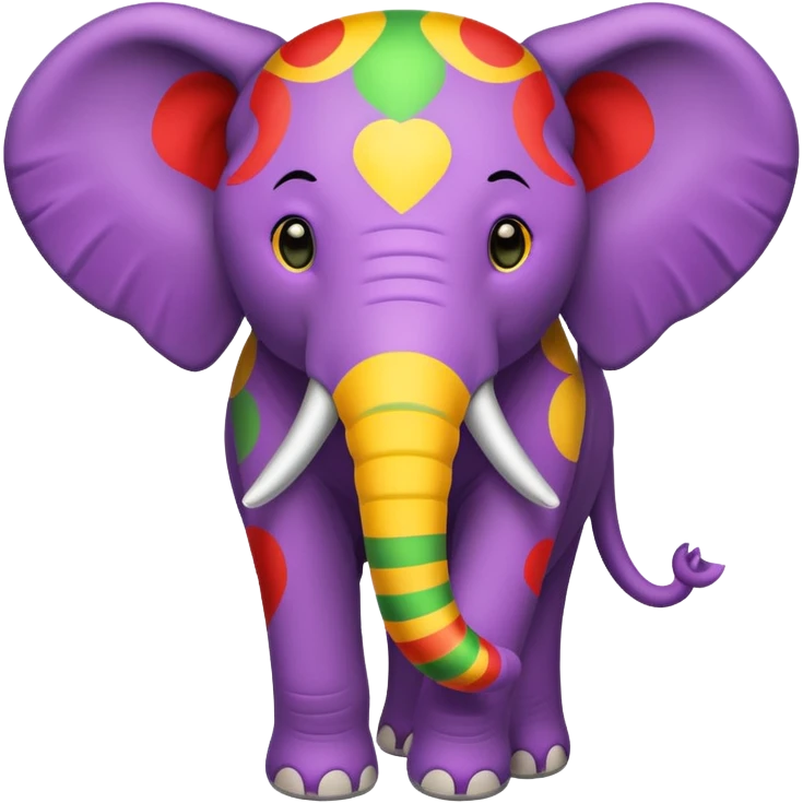 elephant with purple, red, yellow, and green colors emoji