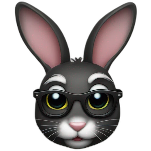 Lapin noir qui porte des lunettes emoji