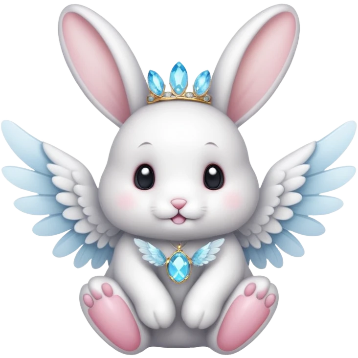 White bunny with wings and with cristals emoji