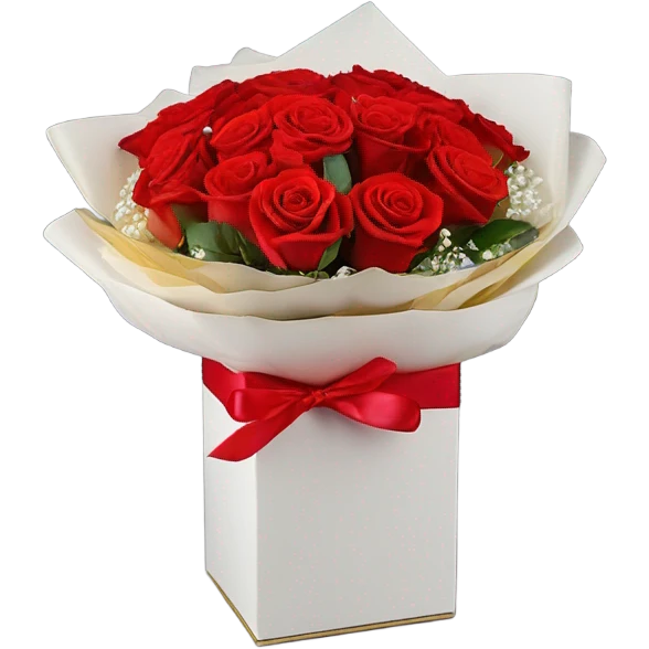 Bouquet of red roses in luxurious package for Valentine’s Day  emoji