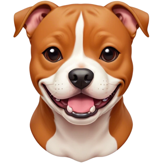 Cinematic Comical Red/Fawn Staffordshire Bull Terrier Portrait Emoji, Head tilted dramatically with an exaggeratedly amused expression, featuring a striking red/fawn Fur with bold white accents, wide, expressive dark eyes filled with playful disbelief, Simplified yet hilariously expressive features, highly detailed, glowing with a slightly sassy glow, high shine, dramatic yet playful, stylized with an air of cheeky mischief, bright and endearing, soft glowing outline, capturing the essence of a spirited and over-the-top guardian, so meme-worthy it feels like it could side-eye its way into internet fame instantly! emoji