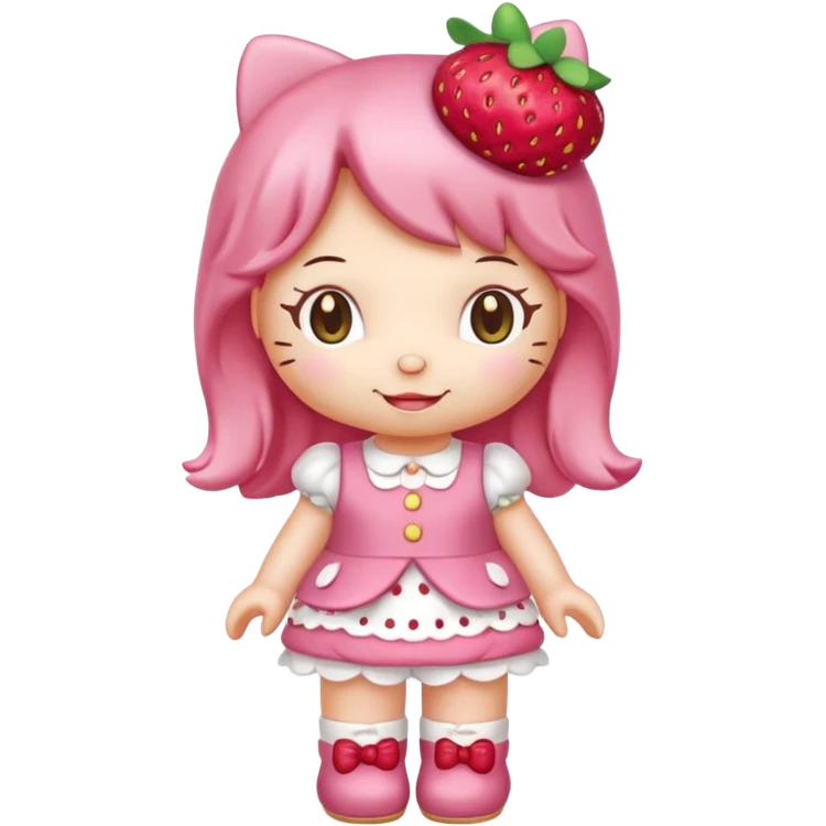 hello kitty strawberry shortcake pink full body emoji