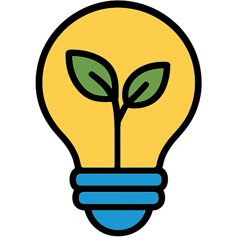 Lightbulb with a small plant growing inside, representing eco-friendly ideas and environmental commitment emoji