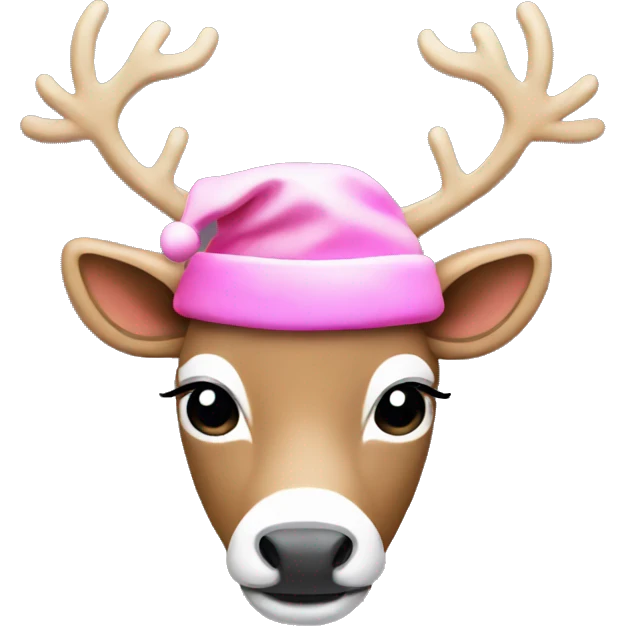 aesthetic reindeer wearing pink santa hat emoji
