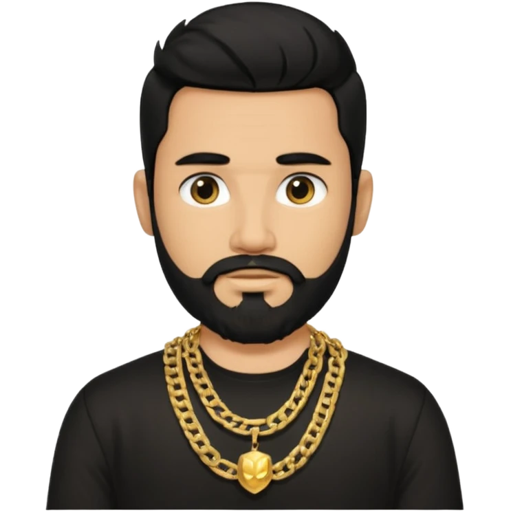 charly flow cabello negro camisa negra barba candena de oro rey  emoji