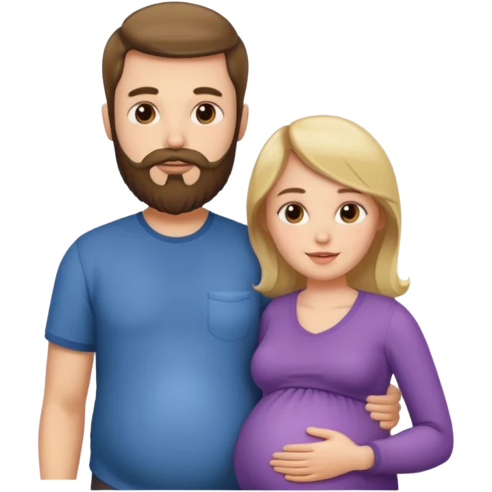 Una mujer embarazada y un hombre con barba  emoji