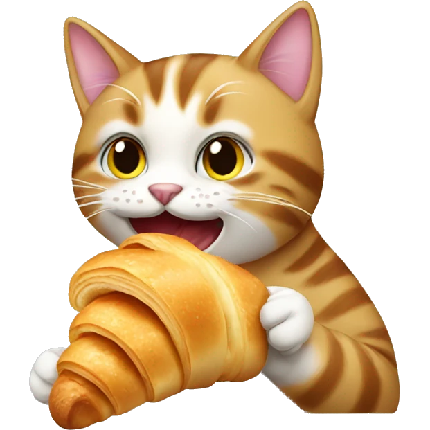 A cat eating croissant  emoji