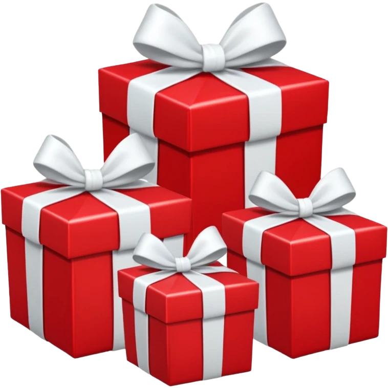 3 red gift boxes with white bows emoji