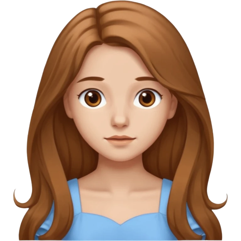 GloomyKassie light brown long hair, brown eyes, light blue dress emoji