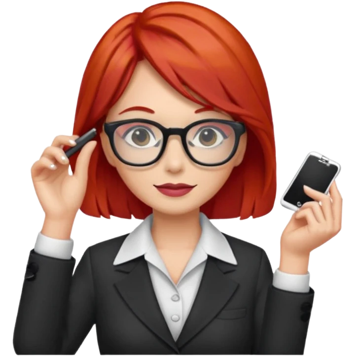 tailor woman with red hair and glasses emoji