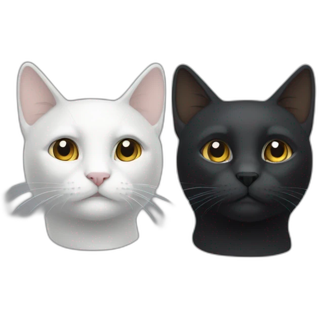 Un gato negro y un gato blanco emoji