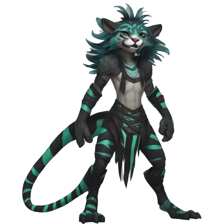 Cool Modern Edgy Vernid species with edgy stripe markings by LiLaiRa full body emoji