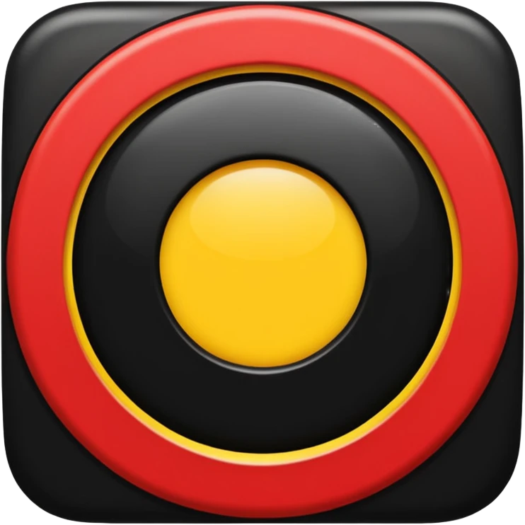 A black and red rectangle with a medium sized yellow circle in the middle emoji