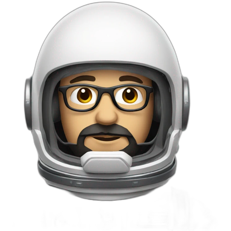 caucasian astronaut with black beard and white glasses emoji