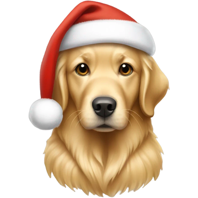 Golden retriever wearing beige Santa hat emoji