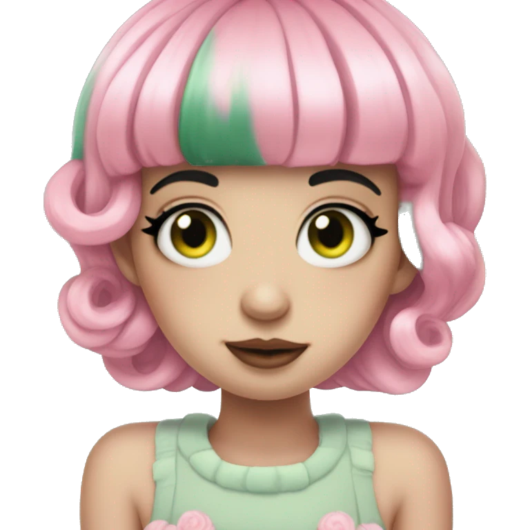 a pink nymph with green hair and 4 eyes melanie martinez portals emoji