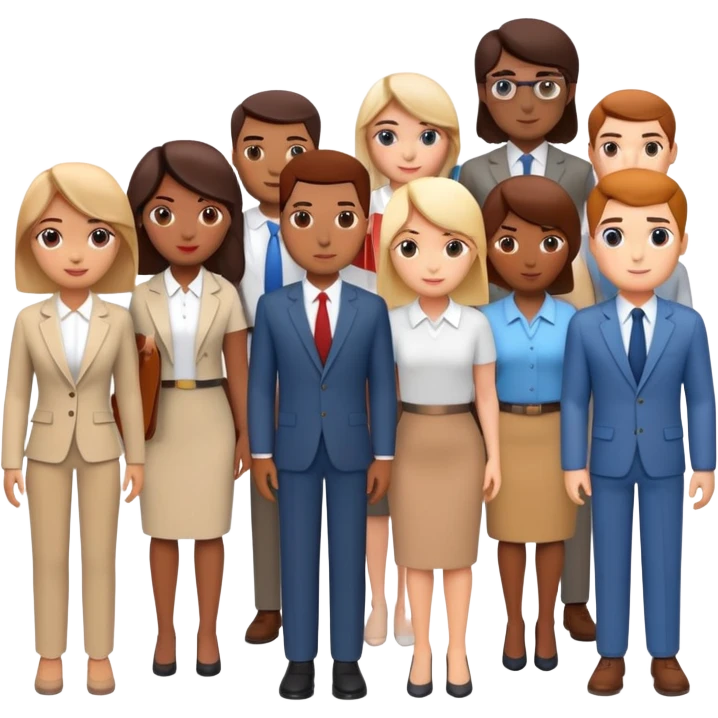 generate realistic detailed group of people office in 3d style emoji