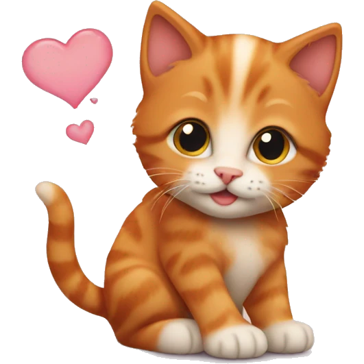 Ginger kitten showing love emoji