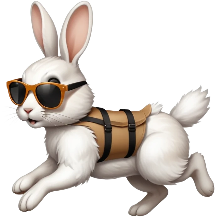 Running rabbit with sunglasses. Side profile emoji