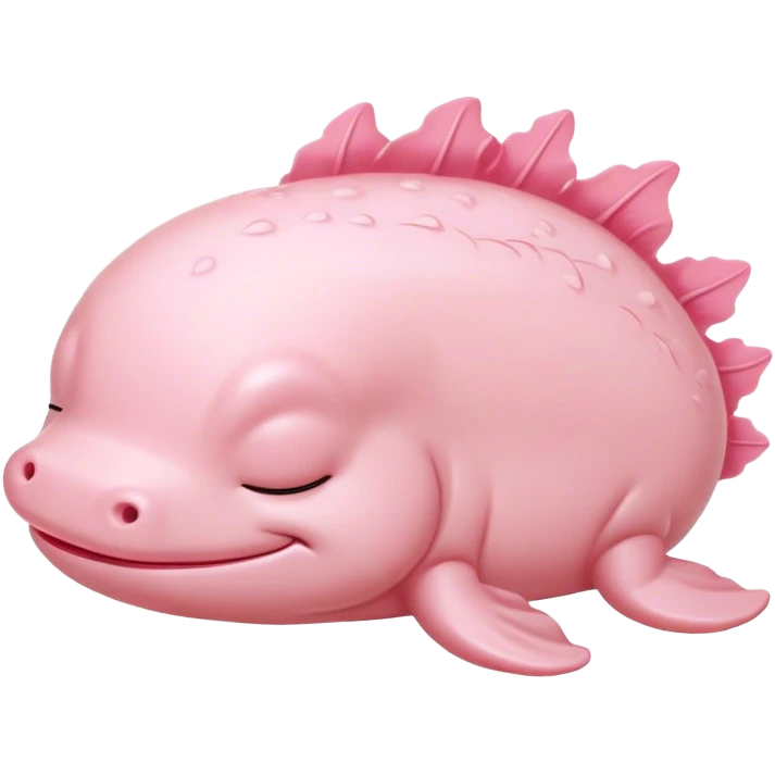 Meme-Worthy Cute Sleeping Axolotl Portrait Emoji, Head resting peacefully with a contented smile, showcasing a slender, graceful body with smooth, pale pink skin and gently drooping feathery gills, eyes shut in a serene nap, Simplified yet hilariously adorable features, highly detailed, glowing with a soft, drowsy light, high shine, relaxed and utterly lovable, stylized with an air of playful laziness, bright and heartwarming, soft glowing outline, capturing the essence of a comically sleepy aquatic friend, so meme-worthy it feels like it could instantly become the next viral sensation of adorable slumber! emoji