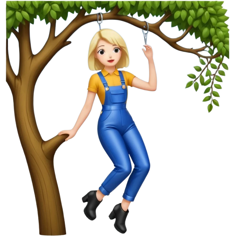 Hanging Wedgie on Tree in Highwaisted Latex Overalls emoji