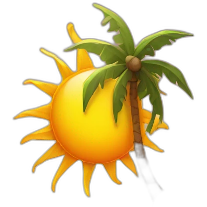 El sol radiante en la playa emoji