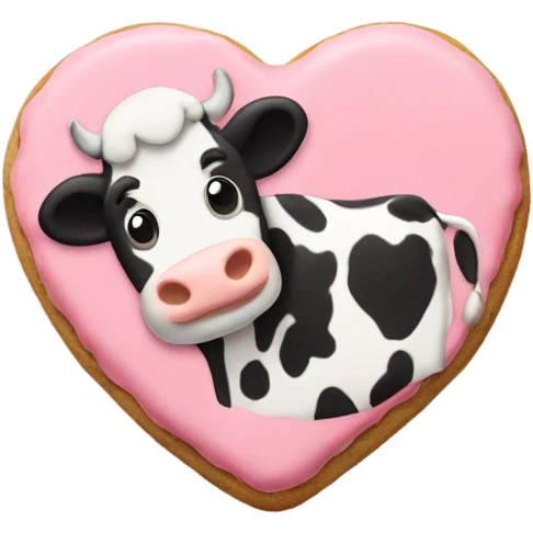 Cookie heart with cow emoji