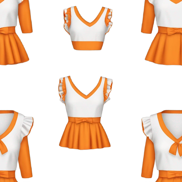 Realistic orange cut out crop top blouse. Ruffles. Isolated. Fancy sash emoji