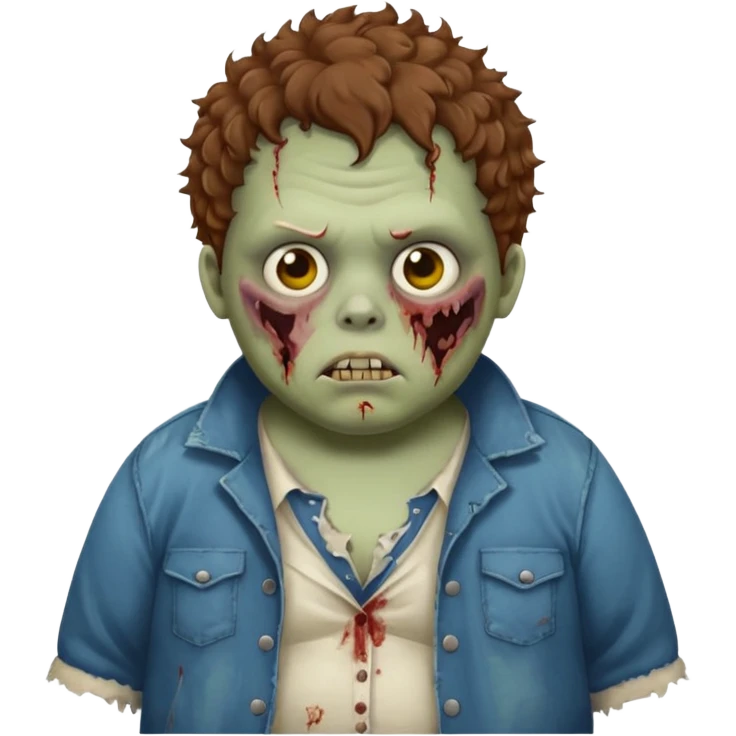 a zombie boy with brown curly hair and a fat double chin emoji