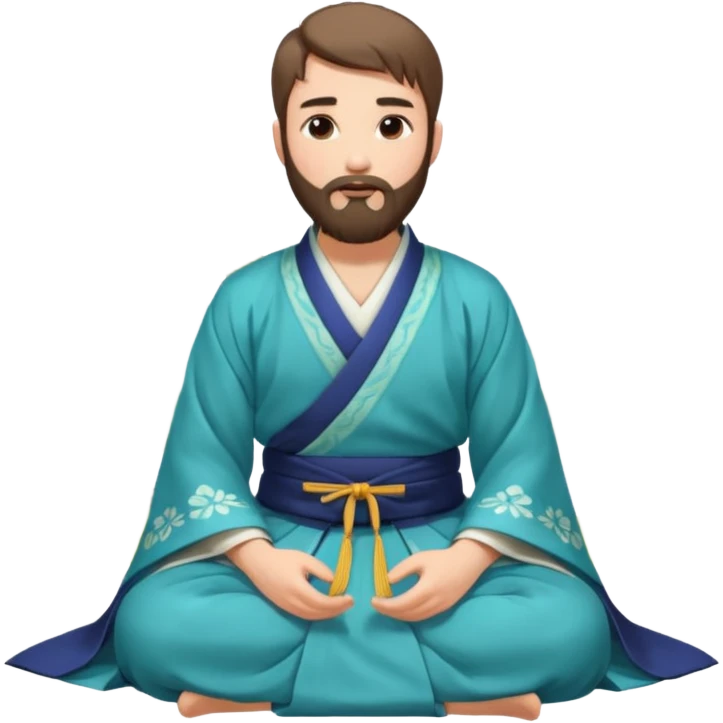Beautiful man with beard in Hanfu sitting on the ground emoji