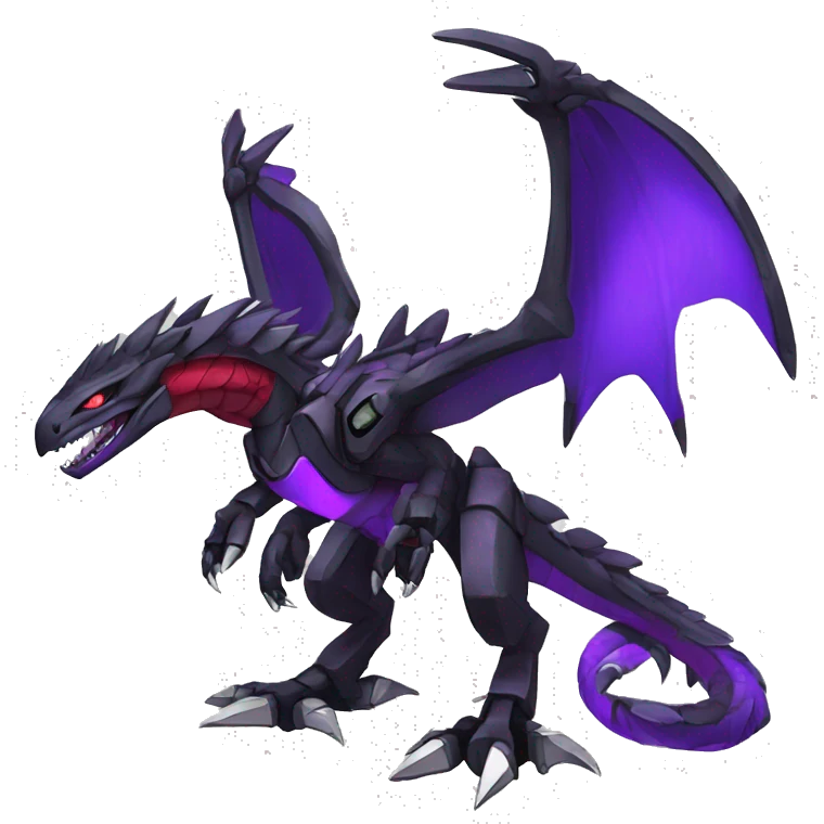  Cool Edgy Black Purple Red Digimon-Fakemon-Raptor-Dragon-Mecha full body emoji