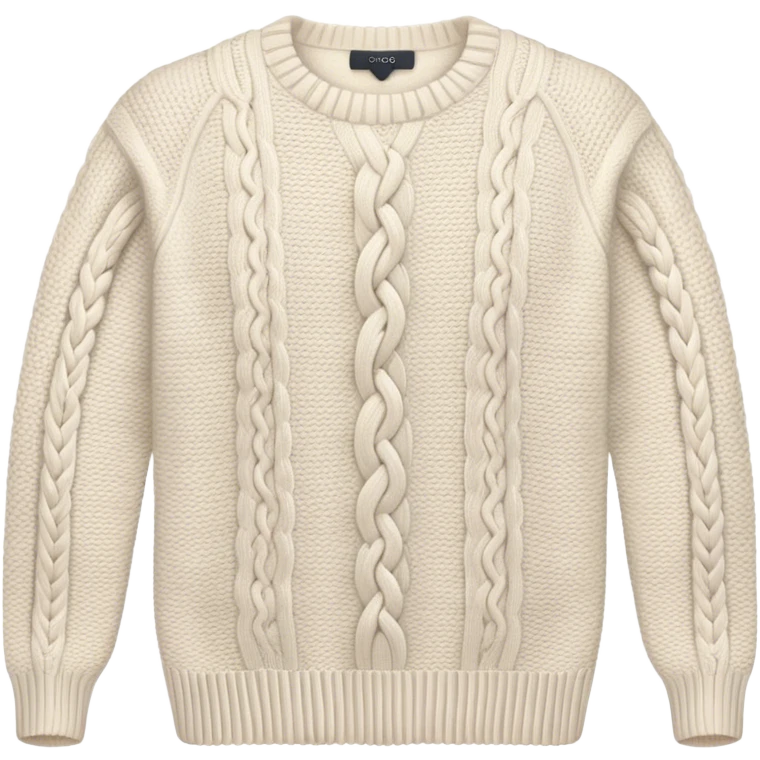 hand knitted vintage cable sweater in white  emoji