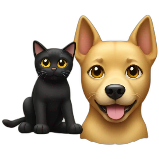 golden dog and black cat emoji