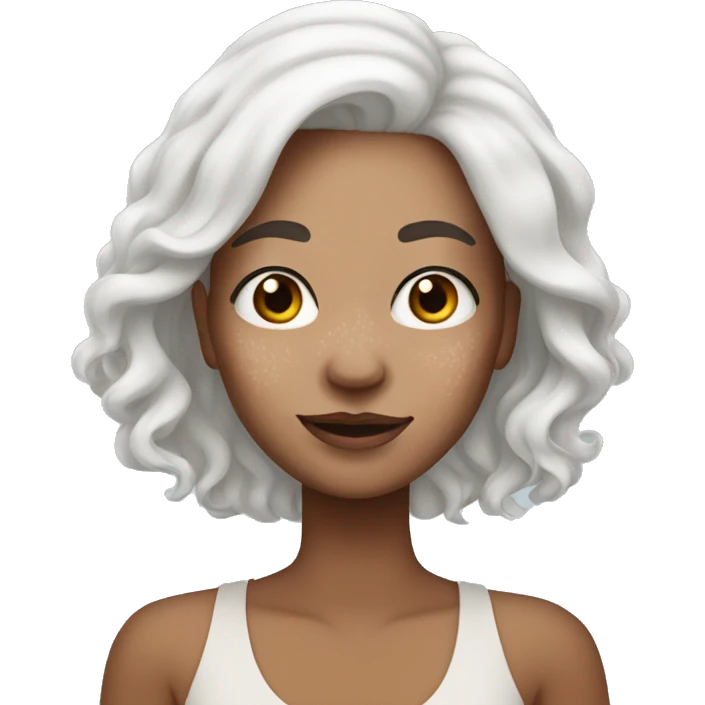 White hair woman with vitiligo emoji